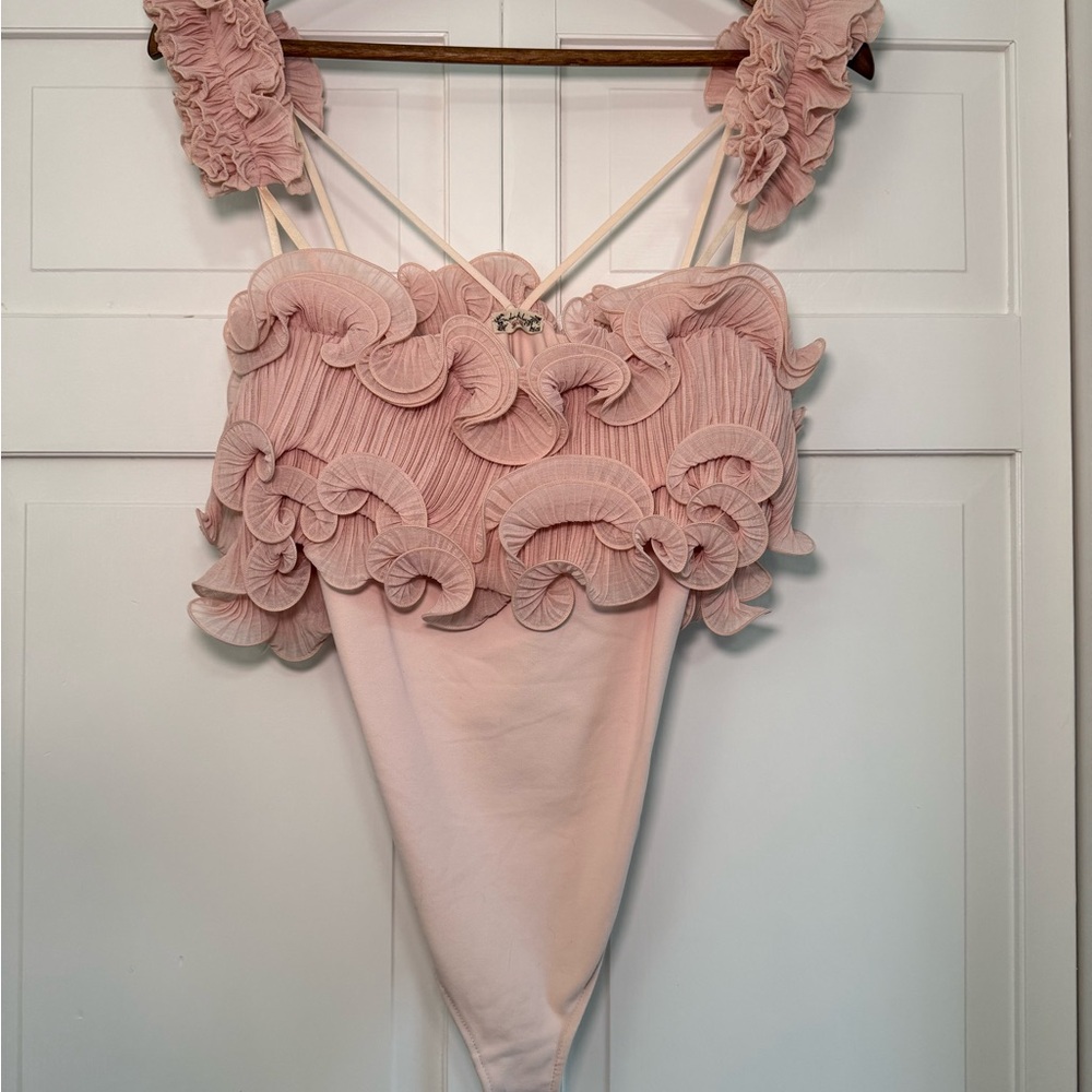 Free People Blush Ruffled Top